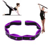 8-Loop Yoga Stretching Strap with Numbers, Multi-Segment Resistance Band for Dance, Gymnastics, and Home Fitness, Elastic Tension Band for Flexibility Training & Pilates - Exercise Equipment (Purple)