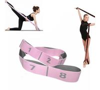 8-Loop Yoga Stretching Strap with Numbers, Multi-Segment Resistance Band for Dance, Gymnastics, and Home Fitness, Elastic Tension Band for Flexibility Training & Pilates - Exercise Equipment (Pink)