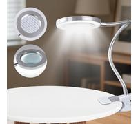 8 loupes avec lumière et support, loupe à LED, loupe de table avec éclairage, lampe loupe avec pince en métal, lampe de bureau mains libres, rotation à 360° pour le travail, la lecture, les loisirs