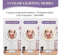 8"" Makeup Mirror With Illumination, 1x/10x Magnifying Mirror With Light, Led Makeup Mirror, Brightness Adjustable In 3 Colors, Touch Control 360° Rotation