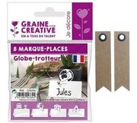 8 marque-places Globe-trotteur + 20 étiquettes kraft Fanion Multicolore G