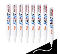 8 Marqueurs Blancs Indélébiles, Pointe Ronde 2-3 mm, Résistants à l'Eau | Marqueur Blanc Permanent pour Métal, Bois, Verre, Pierre et Céramique, Stylo Peinture Blanc pour Bricolage et Loisirs Créatif
