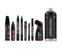 8 Marqueurs Posca - Noir - Assortiment - 1 Bombe Hardcore - Noir