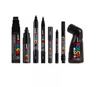 8 Marqueurs Posca - Noir - Assortiment De Mines - Pc1m Pc17k Pc1mr Pc5m Pc8k Pcf150 Pc3m Mop'r