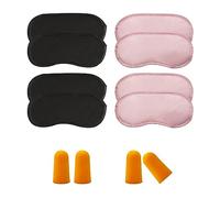 8 masques pour les yeux de sommeil avec 2 paires de bouchons d'oreille, masque pour les yeux occultant en polyester, masque pour les yeux de voyage, adapté pour les voyages, le camping (noir, rose)