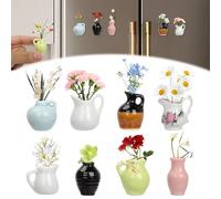 8 Mini Aimants de Vase, Mini Vase Magnétique Kit Décoration, Aimants Frigo 3D Vases Mignonne, Accessoires Amusants pour Réfrigérateur, Casier, Bureau, Cuisine, Lieu de Travail