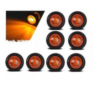 8 Mini Feux de Gabarit Bouton LED 24V Orange Feux Latéraux Rond 3/4 pouces Pour Camion Remorque Tracteur