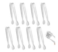 8 Mini Pinze in Metallo, 11 cm, Piccole Pinze da Cucina in Acciaio Inossidabile per Servire Cibo Cubetti Ghiaccio Cubetti di Zucchero Buffet Tè Caffè Bar (Argento)