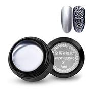8 ml/Bouteille Nail Gel Peint Métallique Nail Art UV Vernis Laque Métal Colle Nail Photothérapie Nail Colle Or Argent Miroir Crochet Ligne Peint Colle(01)
