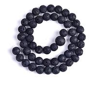 8 mm Pierres de lave Pierre naturelle Perles de courroie pour la confection de bijoux perles intercalaires 38,1 cm - 48pcs/mèche, noir, 8mm