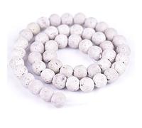 8 mm Pierres de lave Pierre naturelle Perles de courroie pour la confection de bijoux perles intercalaires 38,1 cm - 48pcs/mèche, blanc, 8mm