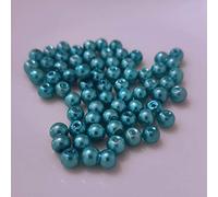 (8 mm/Vert Turquoise) Perles de Verre - Perles de Verre Rondes pour Bricolage - 30 Couleurs avec Trou Perles pour Enfiler des Bracelets Attrape-rêves Perles pour Bricolage Enfants Bijoux