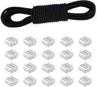 8 Mm X 10 M Black Expander Elastic Rope With 20 Aluminium Sleeves,Strong Stretch Rope,For Tarpaulin,Camping,Boating,Agriculture,Gardening