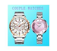 (8) Montres de couple Curren 2020, marque de luxe, chronographe, montres-bracelets pour hommes, en acier