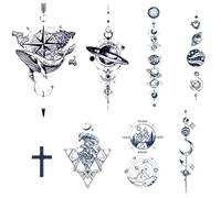 8 Morceaux D'Autocollants De Tatouage Temporaire À Base De Plantes De Jus Planète Univers Imperméable Semi-Permanent Pour Hommes Et Femmes Longue Durée De Deux Semaines