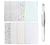 8 morceaux d'autocollants en diamant pour les coins des yeux, 1 morceau de pince à épiler, des autocollants pour le visage, des diamants sur le visage, des diamants sur les cheveux collés