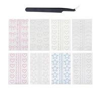 8 Morceaux D'Autocollants Pour Le Visage En Strass, Avec 1 Morceau De Pincettes En Acier Inoxydable, Des Cosmétiques De Fête, Des Autocollants Décoratifs Créatifs.