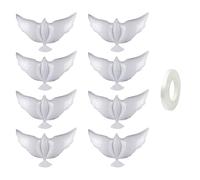 8 Morceaux De Ballons À Colombe, 1 Rouleau De Ruban Blanc, Ballon De Film En Aluminium Blanc, Accessoires Décoratifs De Scène, Ballons De Colombe, Ballons Décoratifs De Fiançailles De Mariage.