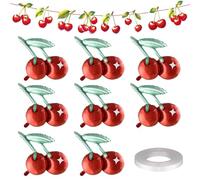 8 Morceaux De Ballons De Film en Aluminium Cerise, 1 Morceau De Bannière Cerise, 1 Rouleau De Ruban Blanc, Accessoires De Fond Créatif, Décoration De Fête sur Le Thème des Fruits.