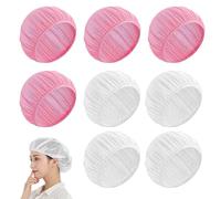 8 Morceaux De Capuchon De Cheveux En Mailles, Casquette Respirante Et Confortable, Bonnet En Mailles Sèches, Produits De Soins Capillaires (Blanc, Rose).