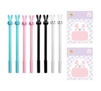 8 Morceaux De Stylo Neutre De Lapin Et 2 Morceaux De Notes Collantes De Lapin, Jolie Papeterie De Dessins Animés, Papeterie Étudiante Créative, Fournitures Scolaires.