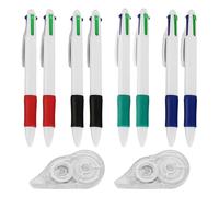 8 Morceaux De Stylos Multicolores, 2 Pièces De Correction De Parties, Stylo À Bille Rétractable, Écriture Multifonctionnelle, Quatre-Temps