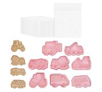 8 moules pour véhicules d'ingénierie, 100 sacs à biscuits, moules à biscuits pour véhicules d'ingénierie, moules 3D tridimensionnels, moules d'impression fondant, moules de découpe de biscuits.