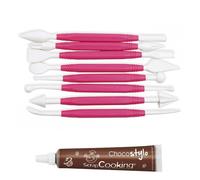 8 outils pâte à sucre + 1 Stylo chocolat Scrapcooking