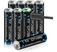 8 Pack 1.5V 1200mWh USB-C AAA Lithium Rechargeable Batteries with 4 in 1 USB Charging Cable