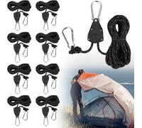 8 Pack 4m Ratchet Bungee Cord With Turnbuckle Hooks Diameter 4mm Adjustable Rope For Camping Growing Tent Light