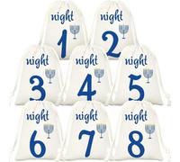 8-Pack 8 Nights Of Hanukkah Burlap Gift Bags Treat Goodie Candlestick Candy Cookie Packing Party Supplies Decor