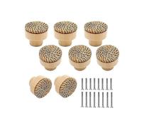 8 Pack Boho Rattan Knobs for Dresser Drawers Wood Cabinet Knobs for Wicker Decor Boho Rattan Drawer