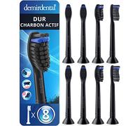 8 Pack demirdental compatible pour Philips Sonicare Têtes de brosse de rechange, avec charbon actif, Noir, Dur, remplace HX9058