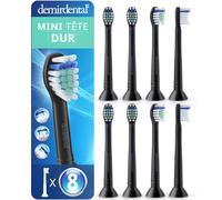 8 Pack demirdental compatible pour Philips Sonicare Têtes de brosse de rechange, Mini, Dur, Noir, remplace HX7048b