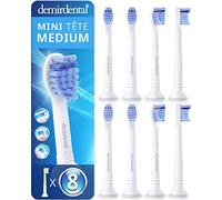 8 Pack demirdental compatible pour Philips Sonicare Têtes de brosse de rechange, Mini, Medium, Blanc, remplace HX6028