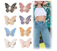 8-Pack Detachable ButterflyClips, ButterflyWaist Cinching Button, Reusable PantWaist Tightener, for Loose Jeans Jackets Coats Shirts