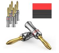 8 Pack Premium 24K Gold Plated 4mm Banana Plugs Screw On Gold Plated Banana Connectors with Shrinkage for Speaker Cables/Amplifiers/Speakers