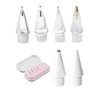8 Pack Replacement Nibs pour Apple Pencil Tip Pro/1st et 2nd Generation et USB-C, Embouts de Rechange Haute Sensibilité, 4 Colorful Embout Stylet-Pom Rose Opaque, ABS Blanc/Rose/Bleu Transparent