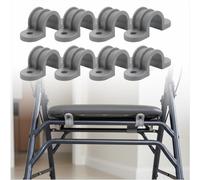 8 Pack Rollator Seat Clamp Support pour 19mm 22mm 25mm Tubes Walker Douche Chaise Toilette Seat U Mount Durable PE Tube Holder pour Rollators pliants (Gris, 25mm)