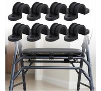 8 Pack Rollator Seat Clamp Support pour 19mm 22mm 25mm Tubes Walker Douche Chaise Toilette Seat U Mount Durable PE Tube Holder pour Rollators pliants (noir, 25mm)
