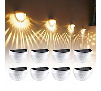 8 Pack Solar Fence Lights Outdoor, Wireless LED Garden Lights Solar Powered, Waterproof Solar Wall Lights Outdoor for Decorations, Railing Fence, Yard, Deck,Stairway,Gate, Wall (Warm White)