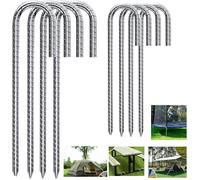 8 Pack Tent Ground Anchor 12 Inch Trampoline Anchor Heavy Duty Galvanized Heavy Duty J Hooks Heavy Duty Steel Nails For Securing Awnings, Tents, Camping, Trampolines