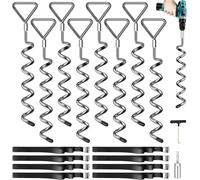 8 Pack Trampoline Ground Anchors - Ground Anchor with 8 Straps (2.5m Length) - Heavy Duty Stakes Resist High Wind, Ideal for Outdoor Trampoline