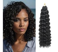 8 Packs GoGo Curl Crochet Hair 12 Inch Short Curly Crochet Hair for Women Beach Curl Water Wave Deep Twist Crochet Braids Synthetic Braiding Hair Extensions (1B, 12 Inch(pack of 8))