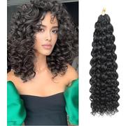 8 Packs GoGo Curl Crochet Hair 14 Inch Curly Crochet Hair for Women Beach Curl Water Wave Deep Twist Crochet Braids Synthetic Braiding Hair Extensions (1B, 14 Inch(pack of 8))