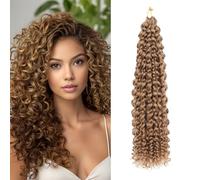 8 Packs GoGo Curl Crochet Hair 18 Inch Long Curly Crochet Hair for Women Beach Curl Water Wave Deep Twist Crochet Braids Synthetic Braiding Hair Extensions (27#, 18 Inch(pack of 8))