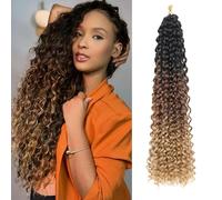 8 Packs GoGo Curl Crochet Hair 18 Inch Long Curly Crochet Hair for Women Beach Curl Water Wave Deep Twist Crochet Braids Synthetic Braiding Hair Extensions (1B/30/27#, 18 Inch(pack of 8))