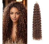8 Packs GoGo Curl Crochet Hair 18 Inch Long Curly Crochet Hair for Women Beach Curl Water Wave Deep Twist Crochet Braids Synthetic Braiding Hair Extensions (30#, 18 Inch(pack of 8))