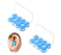8 Paires Bouchons d'Oreille en Silicone, d’oreille pour Dormir Boule Quies En Silicone Quies Moulables Réutilisables Avec Étui pour Ronflement Natation Voyage Concerts Sommeil Travail études(Bleu)