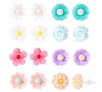 8 Paires Boucles d'Oreilles en Plastique, Boucles d'Oreilles à Fleurs Colorées à Tige Clous en Plastique pour Oreilles Sensibles Femmes Bijoux